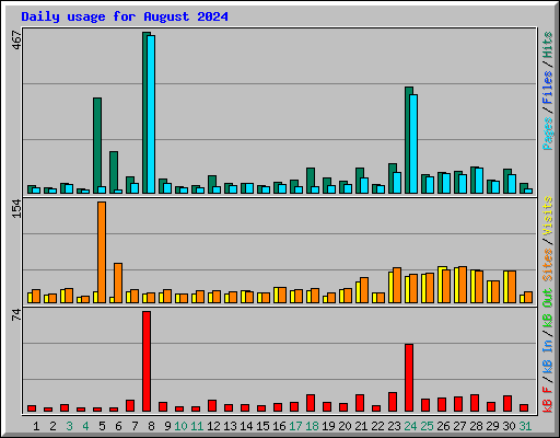 Daily usage for August 2024