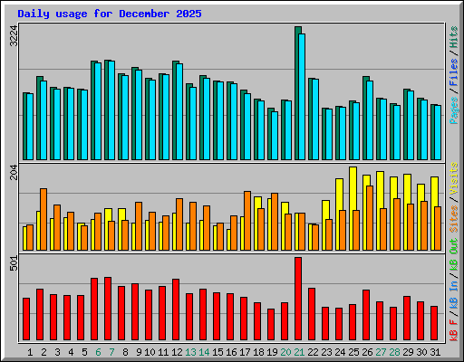 Daily usage for December 2025