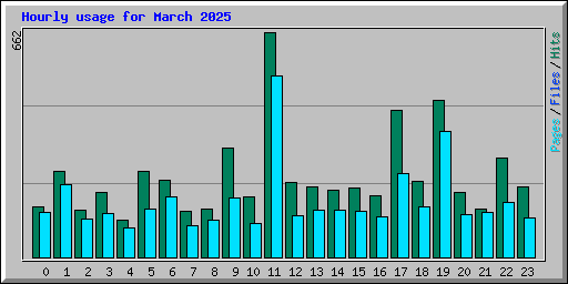 Hourly usage for March 2025